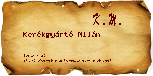 Kerékgyártó Milán névjegykártya